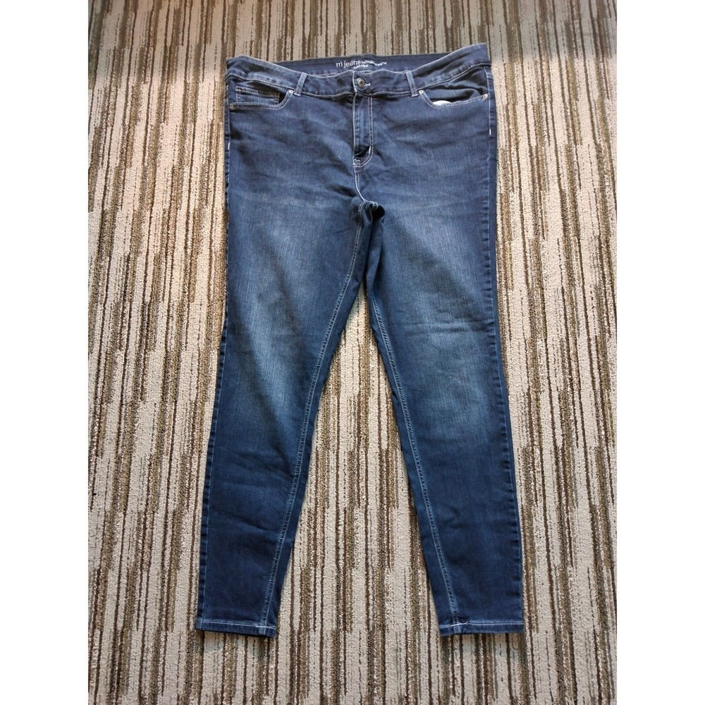 Maurices M Jeans Womens 22W Long Dark Wash Mid Rise Skinny Denim Blue